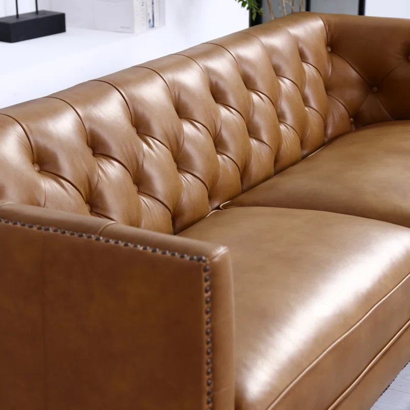 Nismaaya Camishia Leather Chesterfield 3 Seater Sofa