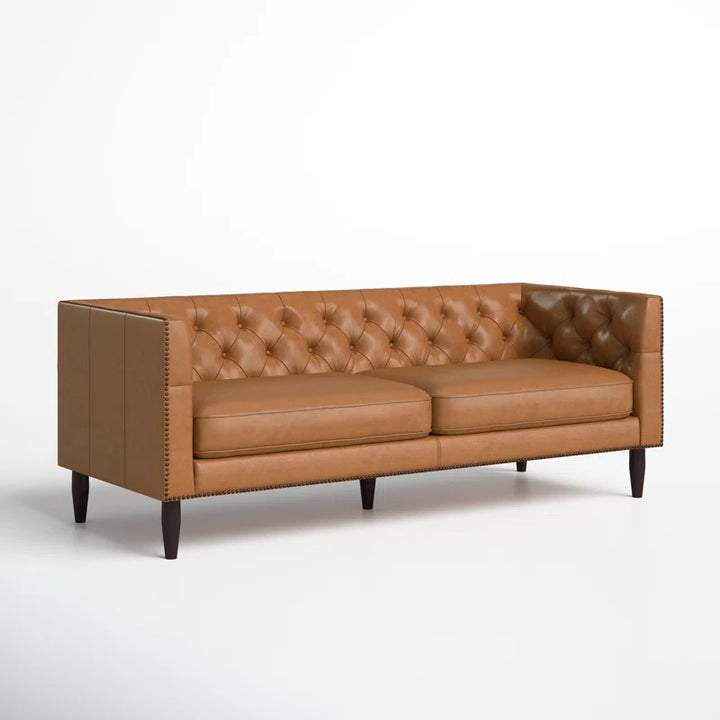 Nismaaya Camishia Leather Chesterfield 3 Seater Sofa