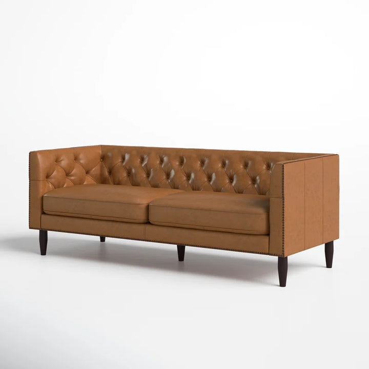 Nismaaya Camishia Leather Chesterfield 3 Seater Sofa