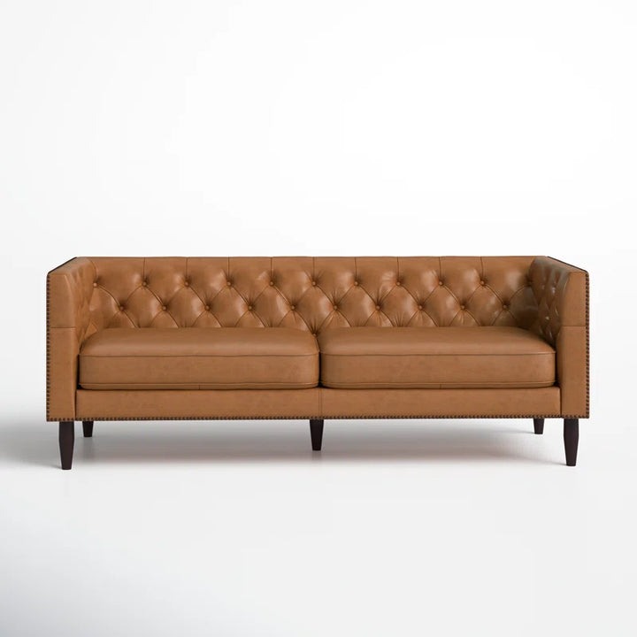 Nismaaya Camishia Leather Chesterfield 3 Seater Sofa