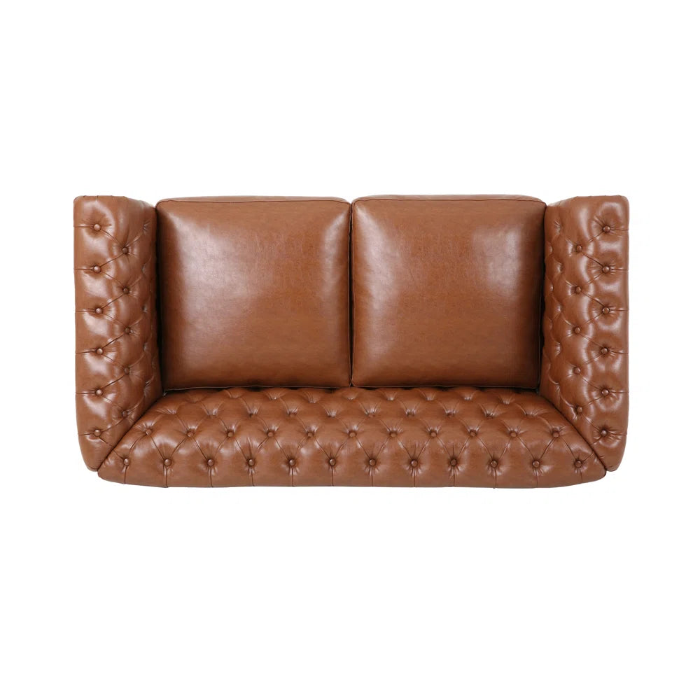 Nismaaya Cammie Chester 2 Seater Leather Sofa