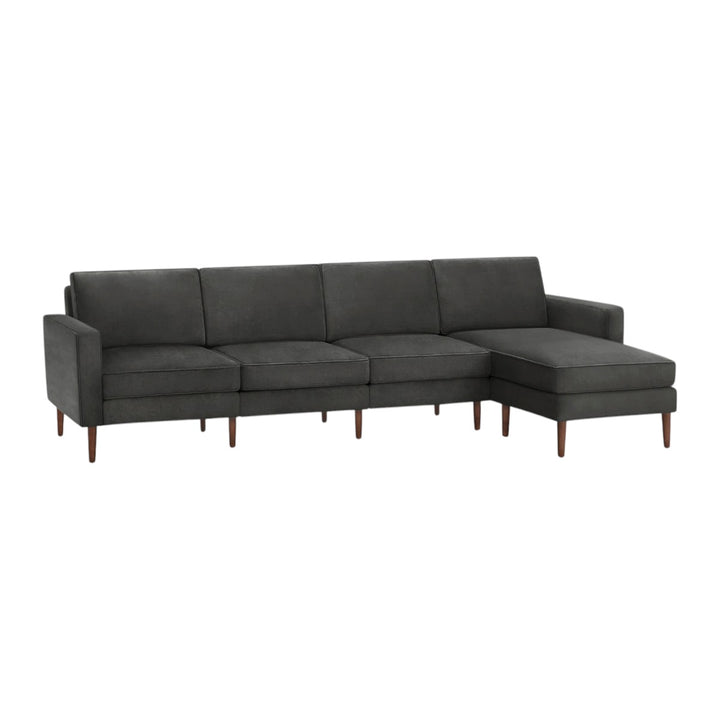 Nismaaya Candace King Size Velvet L Shape Sofa Gray 2