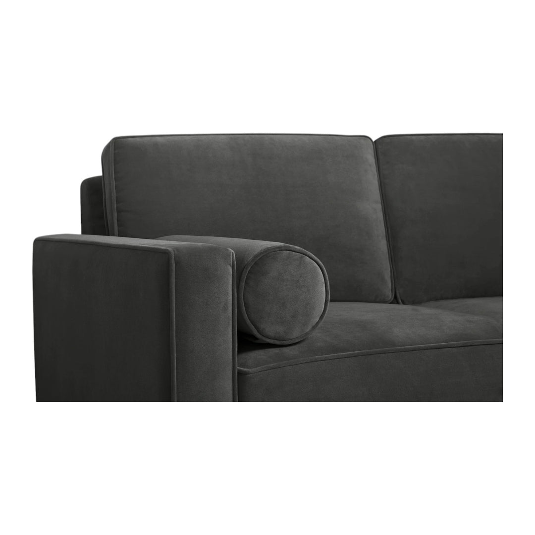 Nismaaya Candace King Size Velvet L Shape Sofa Gray 3