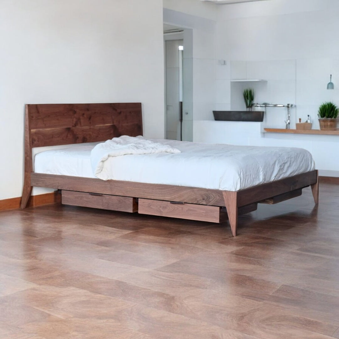 Nismaaya Dae Walnut Wood With Storage Bed