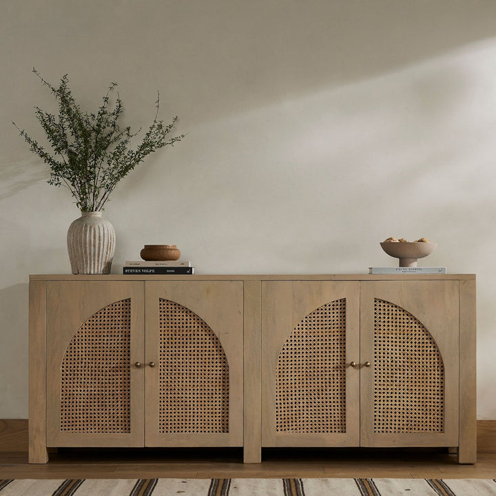 Noah Solid Mango Wood & Rattan Sideboard