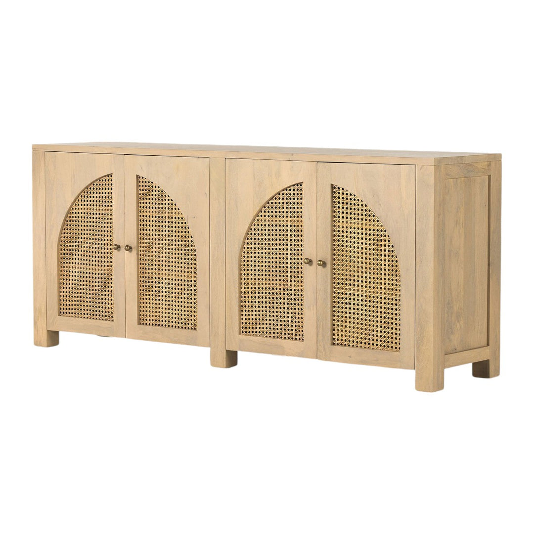 Noah Solid Mango Wood & Rattan Sideboard