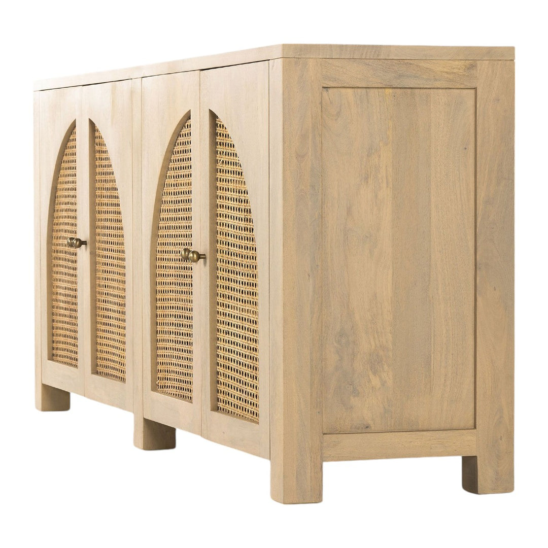 Noah Solid Mango Wood & Rattan Sideboard