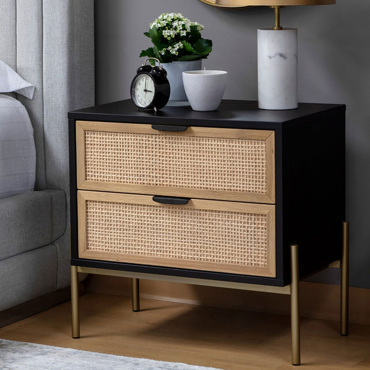 Nova Solid Mango Wood & Rattan Bedside