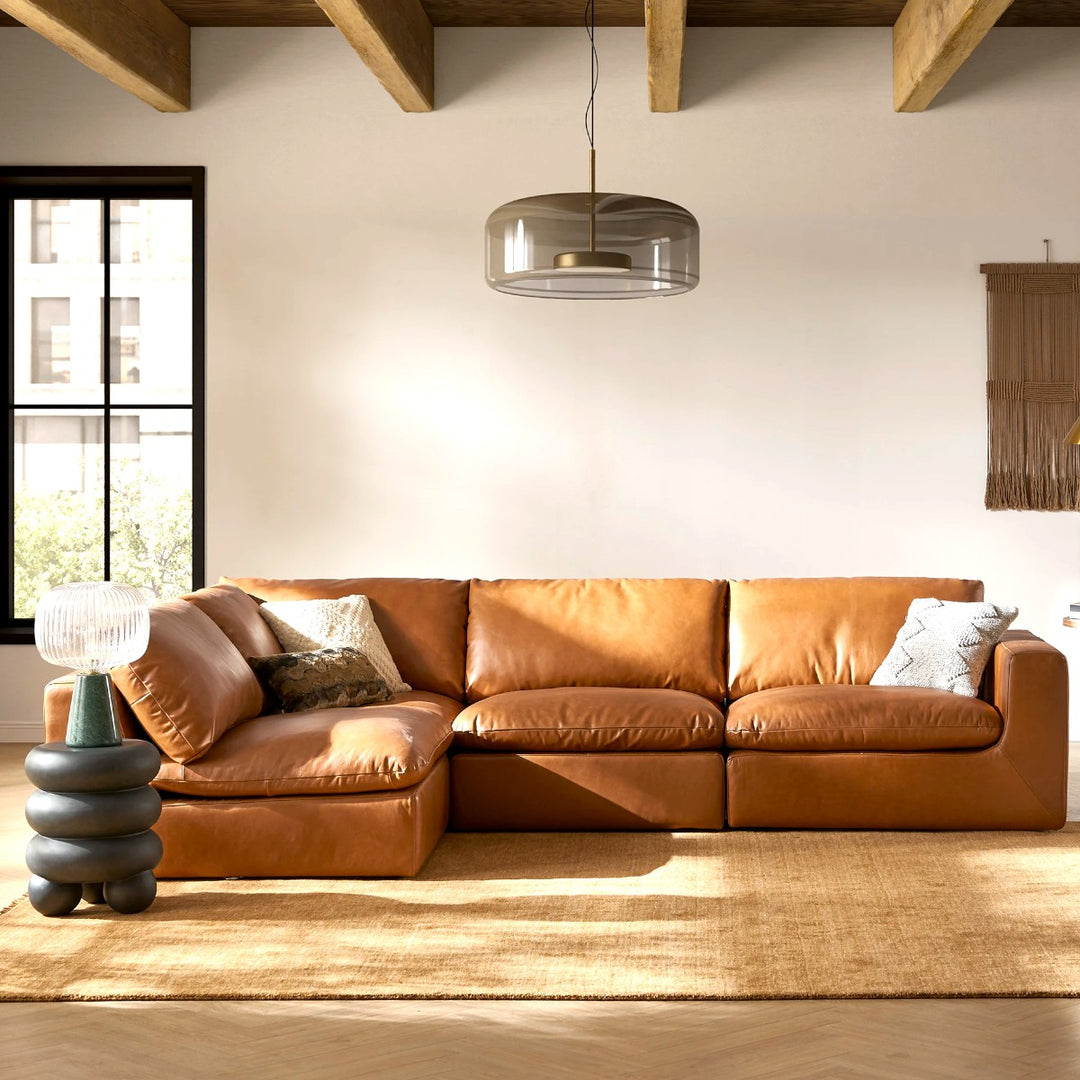 Pavel Leather L Shape Sofa 1