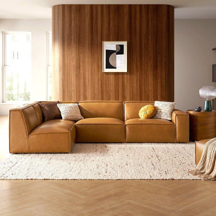 Pavlos Leather L Shape Sofa 1