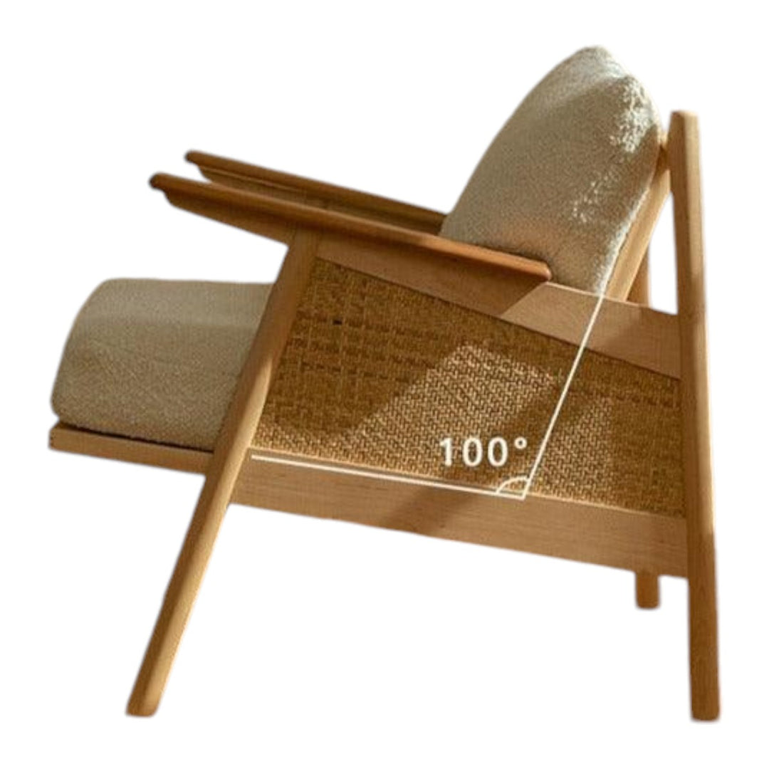 Zoe Solid Ash Wood & Rattan Arm Chair