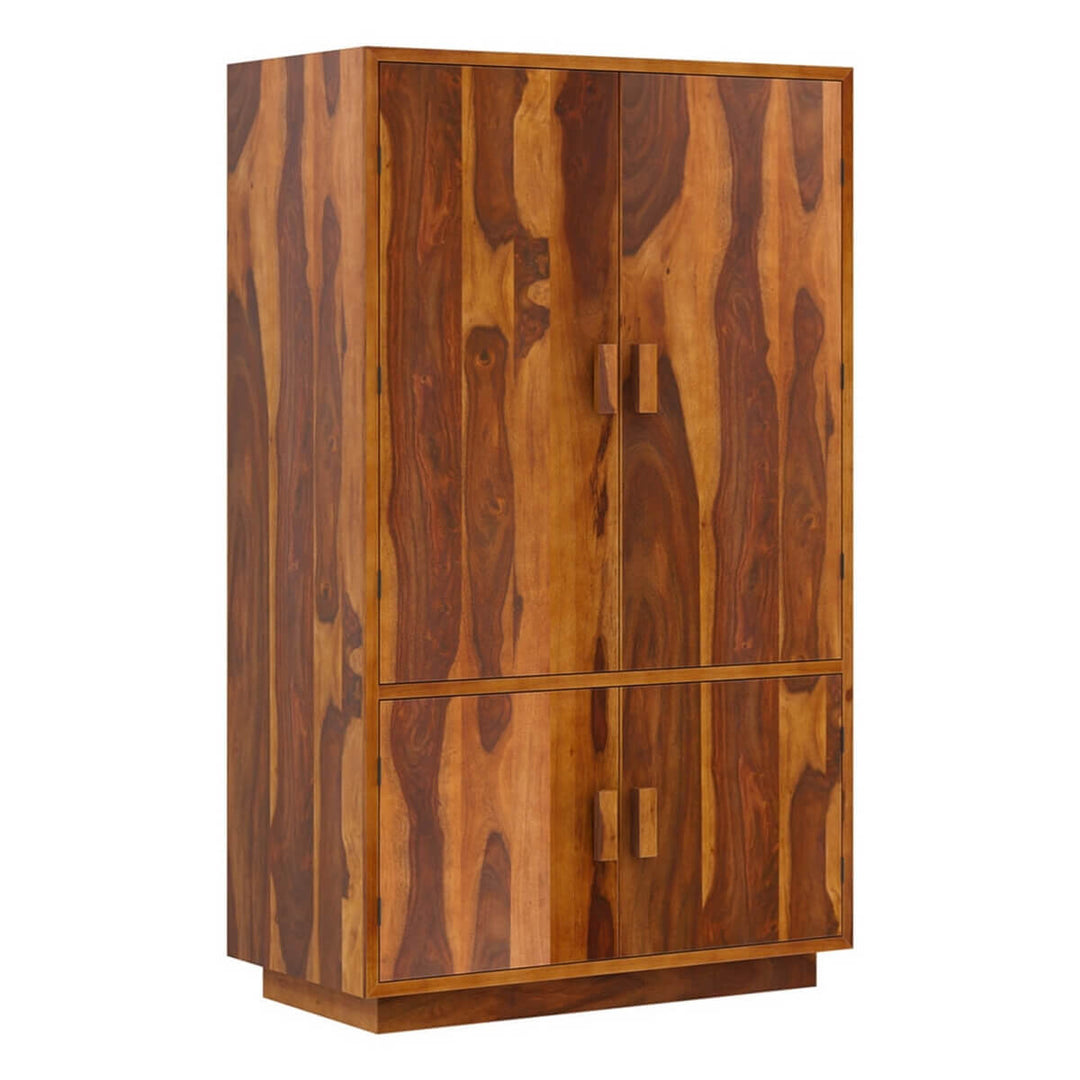 Nismaaya Adan Solid Wood Large Modern Clothing Armoire Cupboard