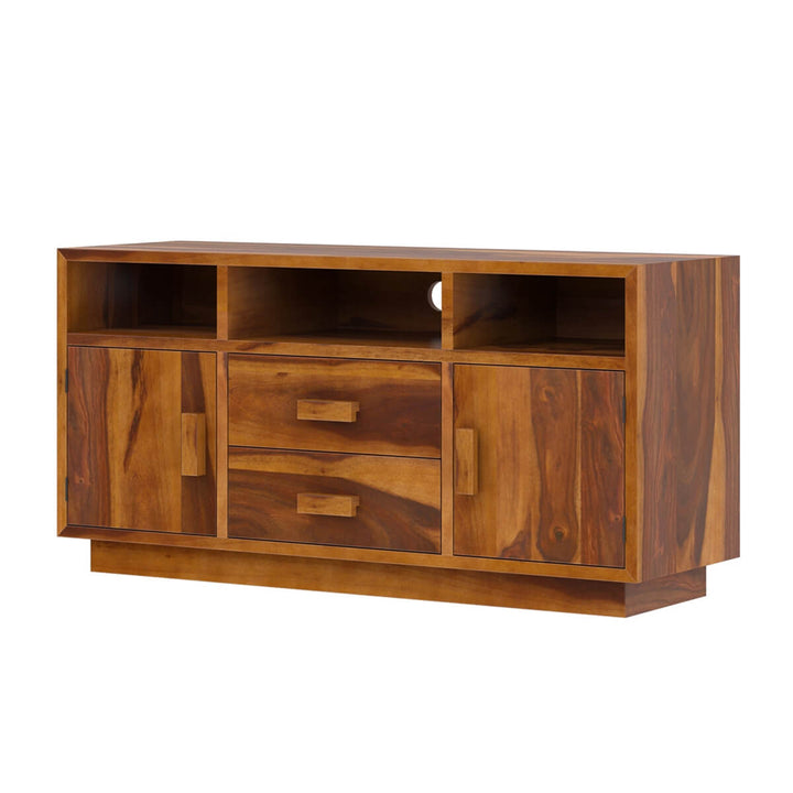 Nismaaya Baara Solid Wood TV Media Stand With Drawers