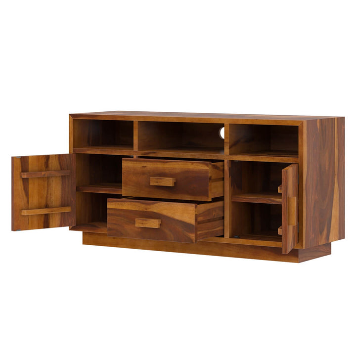 Nismaaya Baara Solid Wood TV Media Stand With Drawers