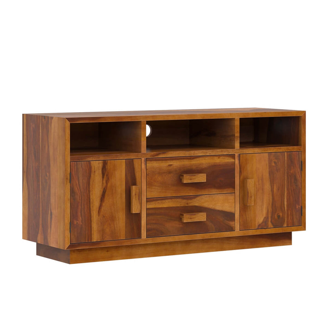 Nismaaya Baara Solid Wood TV Media Stand With Drawers