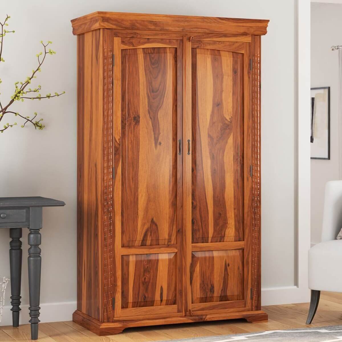 Large wood online armoire